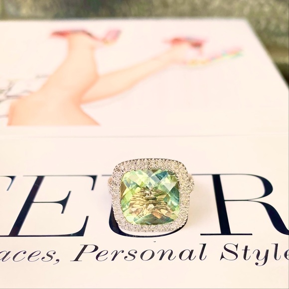 ⭐️HOST PICK⭐️14K YG GREEN QUARTZ DIAMOND RING - Picture 7 of 10